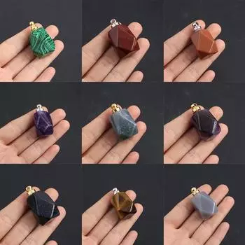 1 шт., кулон с целебным аметистом, граненый натуральный камень, кристалл малахита, драгоценный камень, подвески для изготовления ювелирных изделий, аксессуары для самостоятельного изготовления, женские подарки 30x17 мм 30x17mm