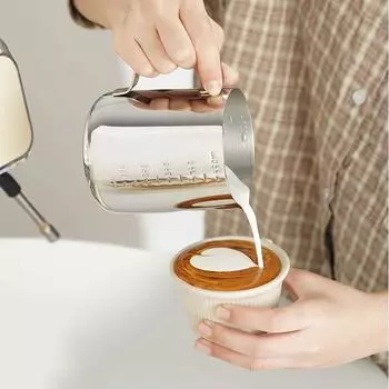 1 шт., кувшин для молока для кофе, латте, кувшин для вспенивания молока, кувшин из нержавеющей стали, кувшин для эспрессо, бариста, горшок для молока, аксессуары для кофе 350ml