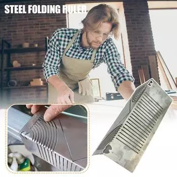 1 шт. квадратная трубка складная линейка стальная многофункциональная измерительная линейка с двумя линейками четырехсторонняя Y3N3 Silvery-One size