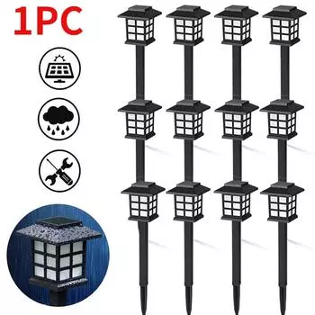 1 шт. квадратные светодиодные солнечные фонари для газона, уличная солнечная лампа, украшение для сада, двора, патио Warm light чёрный