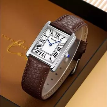 1 шт. Кварцевые часы с римскими цифрами для мужчин и женщин, ремешок из нержавеющей стали и кожи, водонепроницаемость до 10 м.