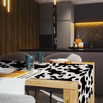 1 шт. льняной флаг с принтом коровы на стол, ковбойская тема, льняной флаг с принтом коровы, скатерть для вечеринки по случаю дня рождения, украшение стола