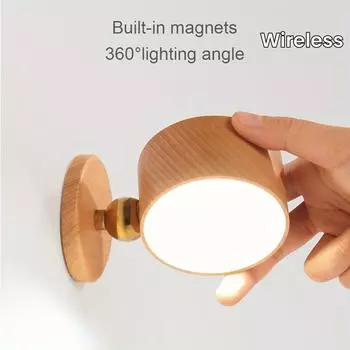 1 шт. Лампа для чтения в спальне, вращающаяся на 360° прикроватная лампа, беспроводной светодиодный настенный светильник