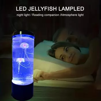 1 шт. Лампа в виде лавы в виде медузы, электрические ночники для аквариума и океана, светодиодные лампы в виде медузы, 7-цветный ночник с изменяющейся атмосферой, для гостиной и дома чёрный