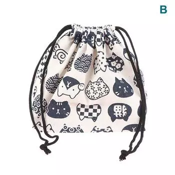 1 шт. Ланч-бокс на шнурке в японском стиле, портативная сумка для хранения для путешествий, пикника as the picture