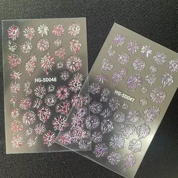 1 шт. лазерные наклейки для ногтей с фейерверками 3D самоклеящиеся цветущие фейерверки наклейки для ногтей новогодний фейерверк слайдер для ногтей 10*8 см 1