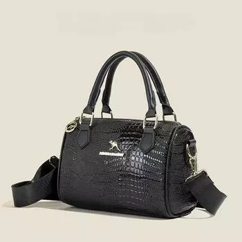 1 шт., легкая роскошная сумка с текстурой крокодилового узора, женская черная сумка-мессенджер с широким плечевым ремнем, модная и популярная сумка-подушка через плечо чёрный