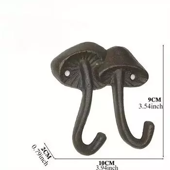 1 шт. Легко устанавливаемые чугунные настенные крючки в виде грибов, Традиционный стиль для хранения на кухне и в ванной, Декор для ванной комнаты в виде грибов Double hook бронзовый
