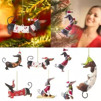 1 шт. Легкое прочное симпатичное рождественское украшение такса собака елка подвески декор для вечеринки