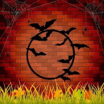 1 шт. Летающие летучие мыши металлическое настенное искусство: Милый металлический знак на Хэллоуин, декоративный настенный декор в виде летучей мыши для создания жуткого штриха светло-серый