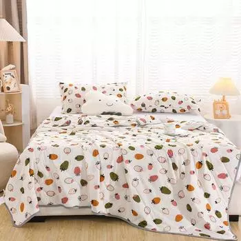 1 шт. летнее милое тонкое одеяло с принтом клубники, кондиционер, одеяло для детей, взрослых, девочек, мягкое дышащее охлаждающее одеяло 150x200cm Single 1Pc