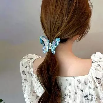 1 шт. летние декоративные прозрачные женские акриловые аксессуары красочные бабочки коготь для волос сладкий