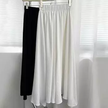 1 шт. летние хлопковые брюки, широкие брюки, юбки, свободные уличные эластичные брюки с высокой талией S белый