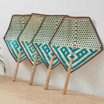 1 шт., летний бамбуковый плетеный вентилятор в китайском стиле, ручные вентиляторы из искусственной кожи, охлаждающий репеллент от комаров