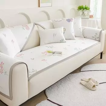 1 шт. Летний чехол для дивана из ледяного шелка, нескользящий, прохладный, дышащий, угловой диван, подушка для гостиной, простое защитное полотенце для мебели 1seat 70x70cm