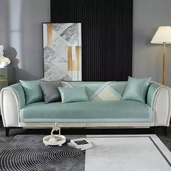 1 шт. Летний коврик для дивана с изображением лозы и травы, чехол для домашнего промытого ледяного шелка, охлаждающий коврик, подушка, противоскользящая подушка для сиденья со льдом для гостиной 1seater 70x70cm темно-серого