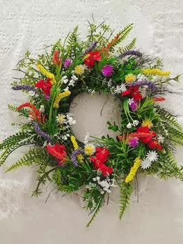 1 шт. летний венок для входной двери, летние весенние украшения, венок из полевых цветов лаванды для дома, крыльца, наружного вечернего окна S зелёный