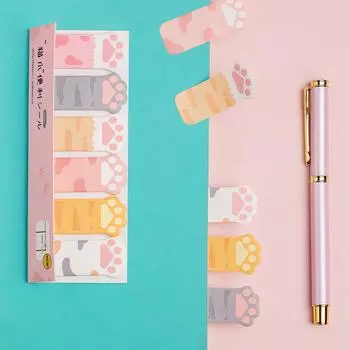 1 шт., липкий блокнот для заметок в виде кошачьей лапы, милые косые котята, мини-бирка для этикеток для файлов, индексные наклейки, маркер