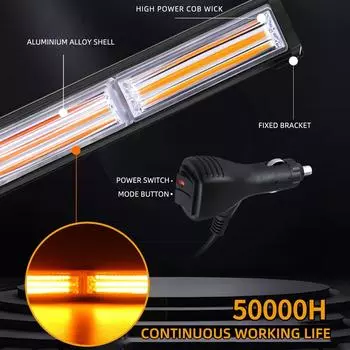 1 шт., лобовое стекло, автомобильный стробоскоп, аварийный мигающий фонарь, автомобильный предупреждающий свет, светодиодный рабочий свет, двухцветный жёлтый