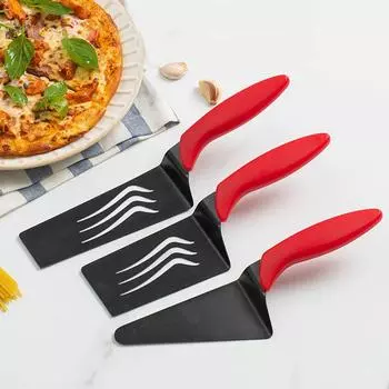 1 шт., лопатка для приготовления пищи из нержавеющей стали с прорезями, стейк, пицца, токарная лопатка для торта, сервер для переворачивания, прессования, резки пиццы Long square slotted spatula