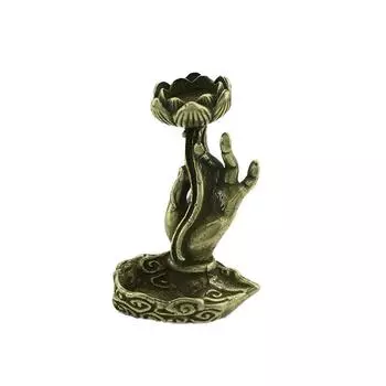 1 шт. лотос курильница Будда ручной настольный орнамент латунь домашний декор держатель для благовоний с обратным потоком