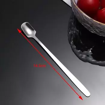 1 шт., ложка для льда с длинной ручкой из нержавеющей стали, посуда для кофе и чая, десертные ложки для перемешивания, ложка для мороженого, совок 17CM серебряный