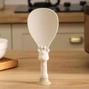 1 шт. Ложка для риса с присоской, может стоять и не прилипать к рису. Приготовление и сервировка риса. Термостойкая стоячая ложка для риса. бежевый