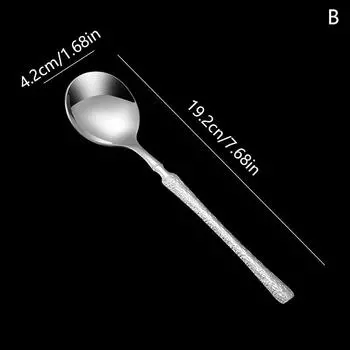 1 шт. Ложка из нержавеющей стали с квадратной/круглой головкой, суповая ложка, ложка для риса, ложка с длинной ручкой, столовая ложка, кухонная утварь B