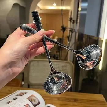 1 шт. ложка из нержавеющей стали с длинной ручкой, столовые ложки, горшок, половник для супа, рамэн, лапша, совок, кухонная посуда, кухонная утварь