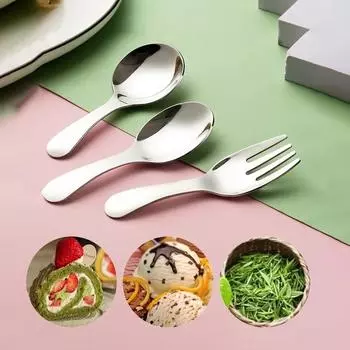 1 шт. Ложка из нержавеющей стали с короткой ручкой и круглой головкой для мороженого, детская маленькая круглая ложка, креативная десертная мини-лопатка для чая