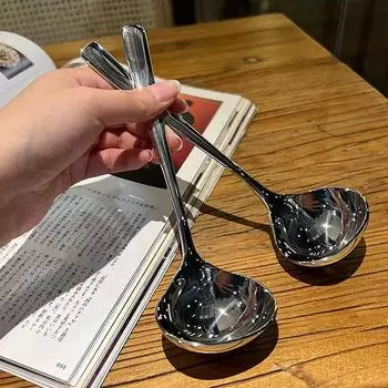 1 шт. ложка из нержавеющей стали с утолщенной длинной ручкой, суповые ложки для горячего горшка, дуршлаг, домашняя кухонная утварь, столовые приборы, кухонные принадлежности onesize