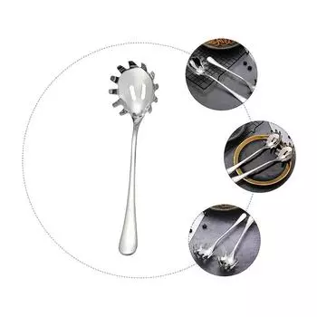 1 шт. Ложка Многофункциональная ложка для лапши Пищевые дуршлаги Нержавеющая сталь Спагетти Паста Дуршлаг Половник Инструмент для процеживания лапши серебряный