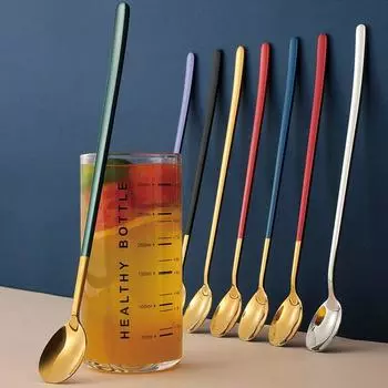 1 шт. Ложки из нержавеющей стали 304 Ложки для мороженого Длинные ручки Кофейные ложки Ложки для помешивания Кухонная утварь