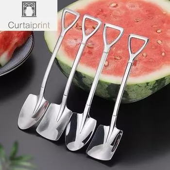 1 шт. ложки-лопатки из нержавеющей стали, чайные ложки, креативная кофейная ложка для мороженого, десертная ложка, набор столовых приборов Silver A