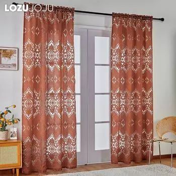 1 шт LOZUJOJU 10-30% затемняющая европейская ажурная жаккардовая полупрозрачная прозрачная занавеска для гостиной спальни домашнего декора W100cm x L200cm красный