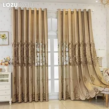 1 шт. LOZUJOJU 40-70% затемнение европейский стиль универсальный роскошный жаккардовый кольцевой тип прозрачные шторы для гостиной спальни домашний декор W100cm x L260cm синий