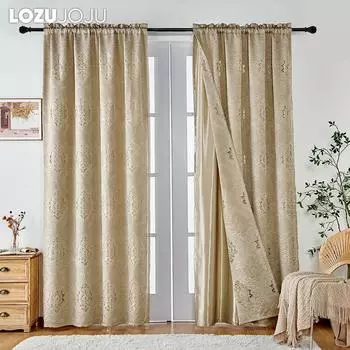 1 шт. LOZUJOJU 60-70% затемняющие однотонные затемняющие и прозрачные двухслойные шторы для гостиной, спальни, декора окна W132cm x L200cm