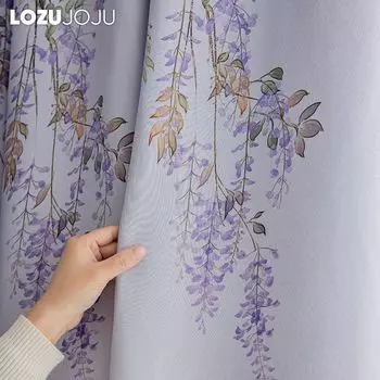 1 шт. LOZUJOJU 70-80% светоблокирующие универсальные удобные шторы с фиолетовым принтом виноградной лозы для спальни, гостиной, домашнего декора W100cm x L200cm фиолетовый