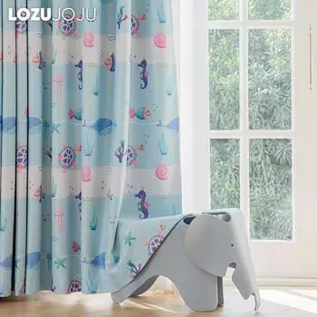 1 шт. LOZUJOJU 70-80% затемняющие детские шторы с рисунком животных для спальни, гостиной, домашнего декора W100cm x L130cm синий