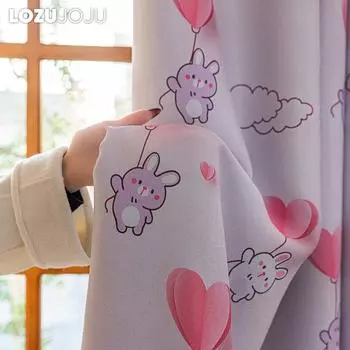 1 шт. LOZUJOJU 70-80% затемняющие розовые короткие шторы с рисунком для девочек для спальни, гостиной, домашнего декора W100cm x L200cm розовый