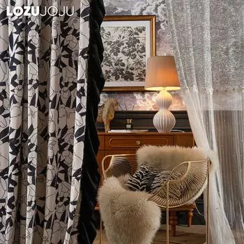 1 шт. LOZUJOJU 70% затемнение французский ретро камелия принт листья лотоса кромка шторы для спальни гостиная домашний декор 100x200cm