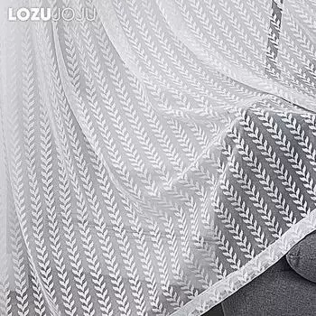 1 шт. LOZUJOJU белая основа вязаная тюль занавеска на окно прозрачная занавеска для балкона украшение дома W100cm x L130cm белый