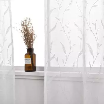 1 шт. LOZUJOJU белая прозрачная занавеска для гостиной, вышитая тюль для окна спальни, домашний декор W100cm x L130cm