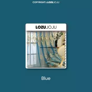 1 шт. LOZUJOJU Европейская роскошь Классическая вышитая прозрачная занавеска Прозрачный тюль для гостиной Спальни Балкона Окна Домашний декор W100cm x L200cm синий