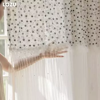1 шт. LOZUJOJU французская ретро легкая роскошная прозрачная занавеска белая сращивающаяся полупрозрачная прозрачная занавеска для гостиной спальни домашнего декора W100 x L200cm белый