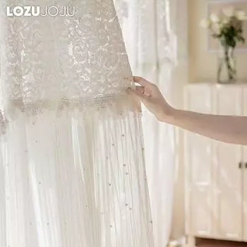 1 шт. LOZUJOJU Ins Style французский ретро романтический полупрозрачный пэчворк шифоновая штора для гостиной спальни домашний декор W100 x L200cm белый