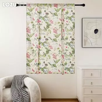1 шт. LOZUJOJU, короткая занавеска с зеленым растительным узором, перегородка для кухни, гостиной, спальни, домашний декор W100cm x L160cm