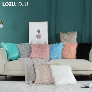 1 шт. LOZUJOJU модная и модная однотонная плюшевая удобная наволочка для автомобильного дивана и офиса 45x45 см 45x45cm чёрный