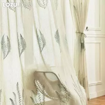 1 шт. LOZUJOJU модная и универсальная ретро легкая роскошная полупрозрачная занавеска с вышивкой для гостиной спальни домашний декор W100cm x L200cm белый