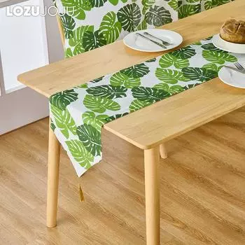1 шт LOZUJOJU модная и универсальная зеленая набивная хлопковая и льняная удобная дорожка для обеденного стола кухонный декор домашний декор W30cm x L140cm